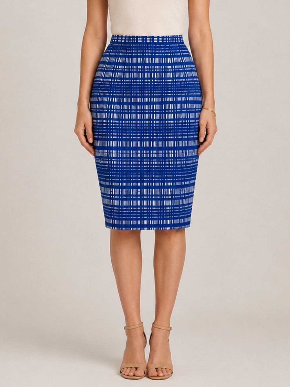 Banana Republic Blue Patterned Women's pencil Skirt